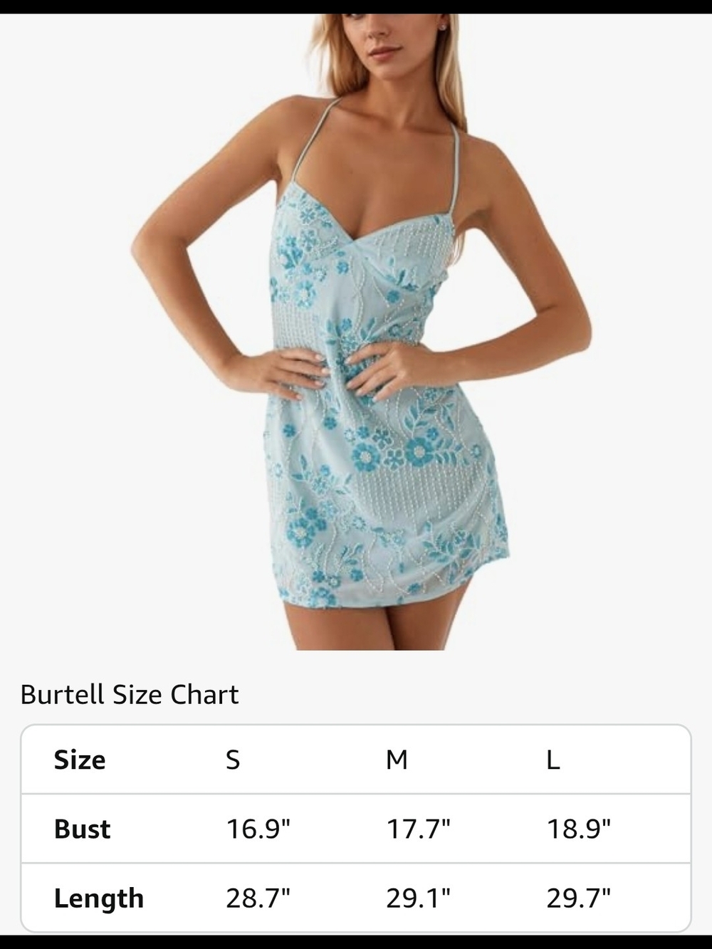 Backless Embellished Mini Dress in Light Blue - Picture 3 of 3